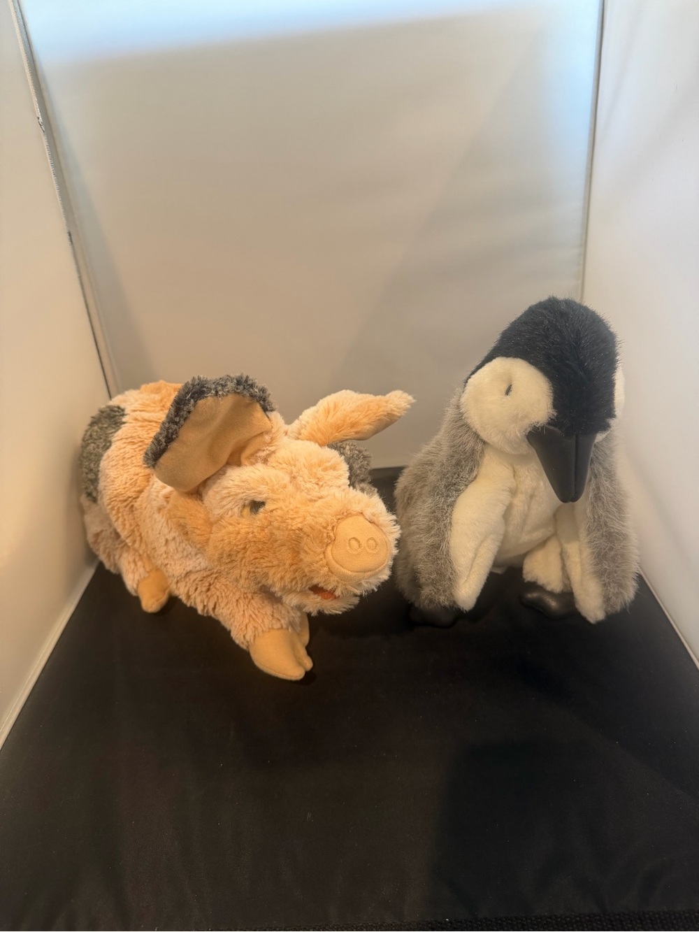 Folkmanis Hand Puppet Set of Two Pig and Penguin Stuffed Animal Medium Sized
